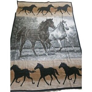 Biederlack Running Wild Horses Reversible Blanket 57" x 73”